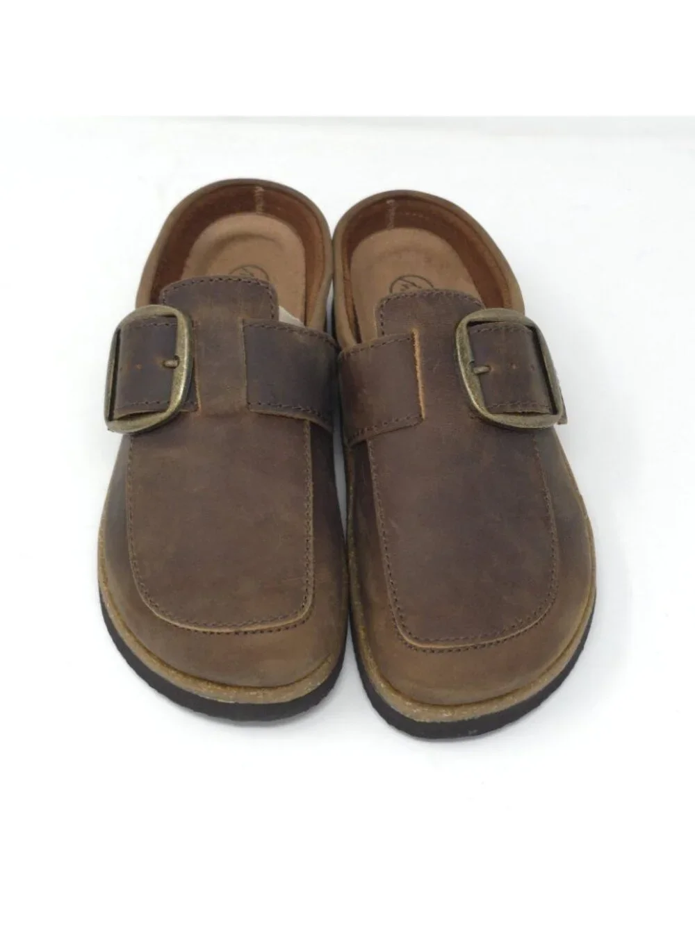 White Mountain Women's Bueno Leather Clog Brown Slip-On Buckle Sz 6M - Picture 3 of 8